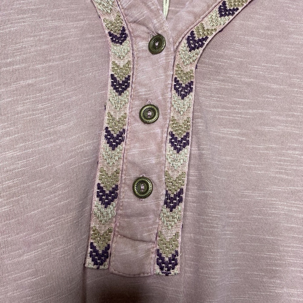 Cynthia Rowley Mauve Embroidered Floral Blouse‎ Women Sz 1X V Neck Peasant Top - Picture 7 of 16